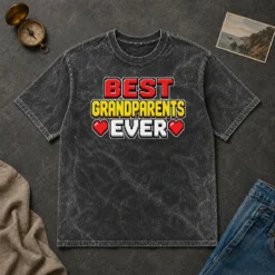 Hot Good Best Grandparents Ever Pixel Heartfelt Washed T-Shirt