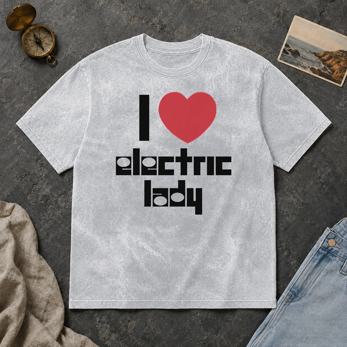 Hot Nice I Love Electric Lady Jimi Hendrix Rock Music Washed T Shirt Hot Nice I Love Electric Lady Jimi Hendrix Rock Music Washed T-Shirt