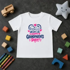 Hot Premium Happy Grandparents Day Grunge Paint Splatter Heart Kids T-Shirt