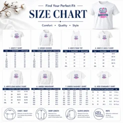 Size chart for Hot Premium Happy Grandparents Day Grunge Paint Splatter Heart with measurements in inches and cm to help choose the right fit