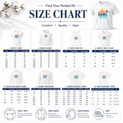 Size chart for Nice Hot Minimalist Flat Summer Bank Holiday Sun Palm Wave with measurements in inches and cm to help choose the right fit