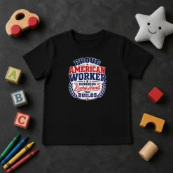 Nice Official Labour Day Proud American Worker Vector For Holiday Gi Kids T-Shirt
