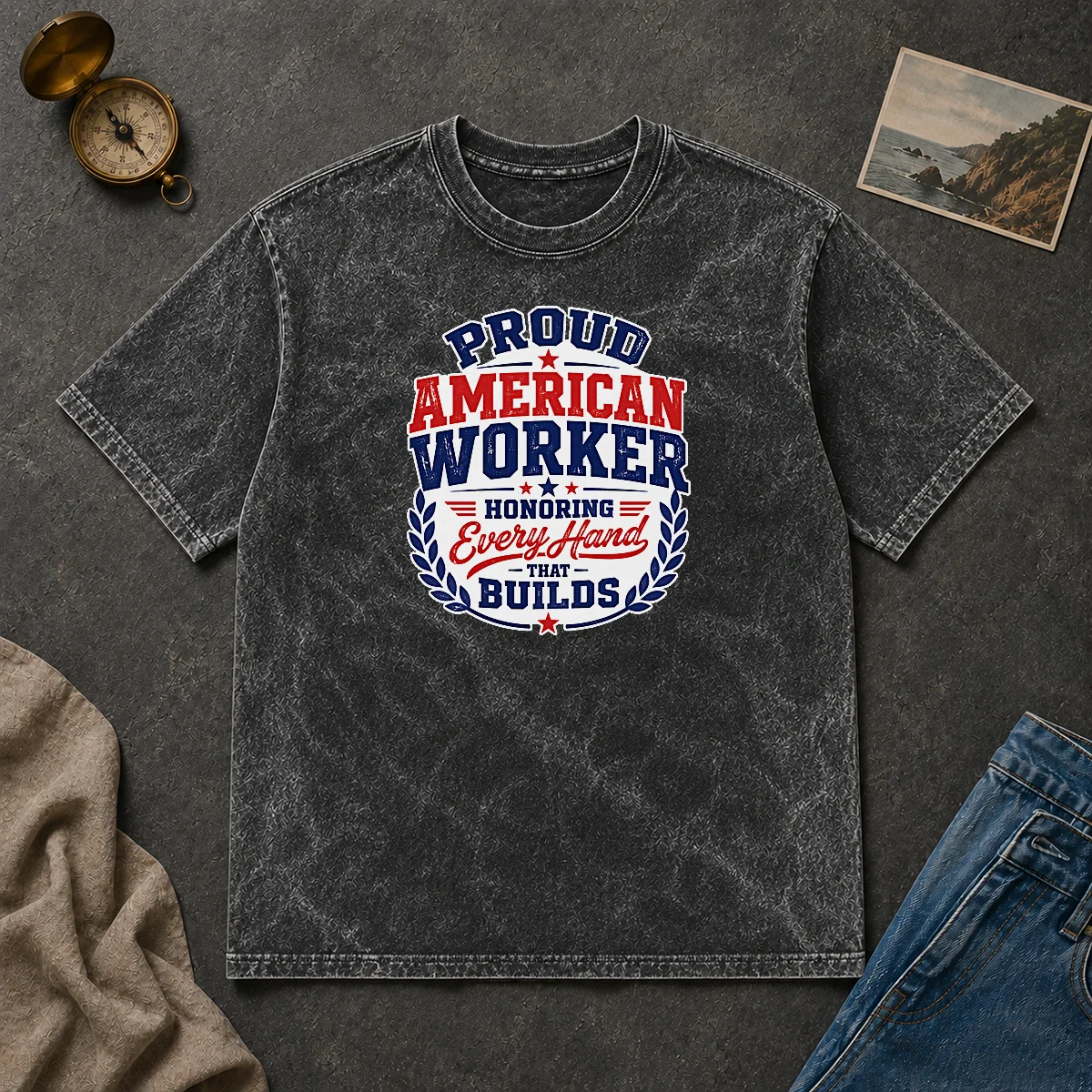 Nice Official Labour Day Proud American Worker Vector For Holiday Gi Washed T Shirt Nice Official Labour Day Proud American Worker Vector For Holiday Gi Washed T-Shirt