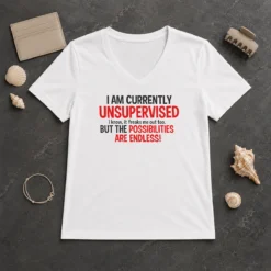 Nice Original I Am Currently Unsupervised I Know It Freaks Me Out Too V-Neck Shirt