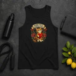 Nice Spanish Soccer Cat Champion Tattoo Tank Top