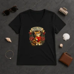 Nice Spanish Soccer Cat Champion Tattoo V-Neck Shirt