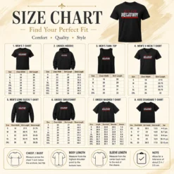 Size chart for Nice That'S A Big Negatory Geek with measurements in inches and cm to help choose the right fit