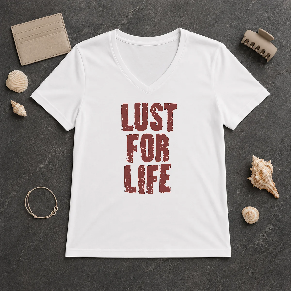 Nice Top Lust For Life Distressed V-Neck Shirt Nice Top Lust For Life Distressed V-Neck Shirt