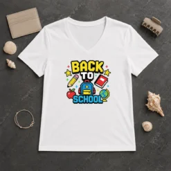 Official Hot Grunge Paint Drip Back To School Pink Black V-Neck Shirt