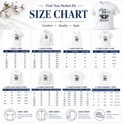 Size chart for Official Premium My Pussy Loves A Good Stretch Cat with measurements in inches and cm to help choose the right fit