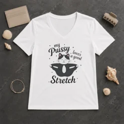 Official Premium My Pussy Loves A Good Stretch Cat V-Neck Shirt