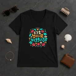 Premium Hot Eat Your Veggies Healthy Eating Vegetables V-Neck Shirt