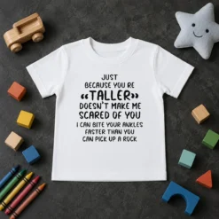 Premium Pretty Just Because You Are Taller Doesn'T Make Me Scared Of You Kids T-Shirt