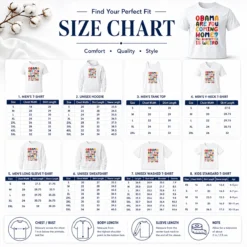 Size chart for Pretty Top Obama Are You Coming Home The Babysitter Is Weird Colorful Bubble Letters with measurements in inches and cm to help choose the right fit